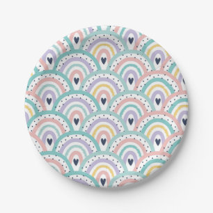 Cute Pastel Rainbow Pattern Paper Plates