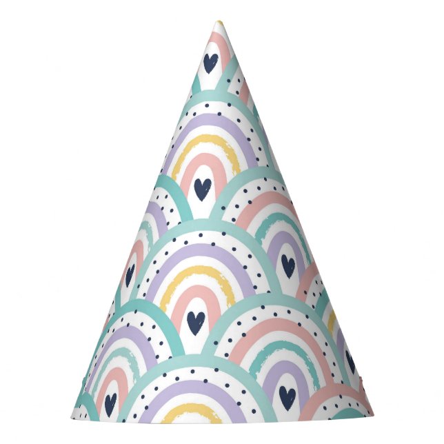 Cute Pastel Rainbow Pattern Party Hat (Front)