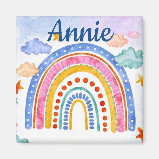 Cute pastel rainbow personalised  magnet (Front)
