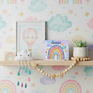 Cute pastel rainbow personalised plaque