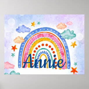 Cute pastel rainbow personalised   poster