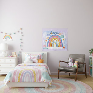 Cute pastel rainbow personalised tapestry