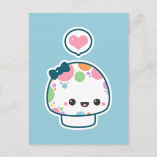 Cute Pastel Rainbow Polka Dotted Mushroom Postcard
