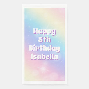 Cute Pastel Rainbow Sparkle Girls Birthday Party Napkin