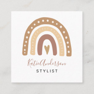 Cute Pastel Rainbow Square Business Card