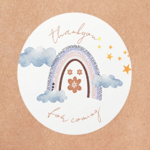Cute Pastel Rainbow Stars Thank You Classic Round Sticker