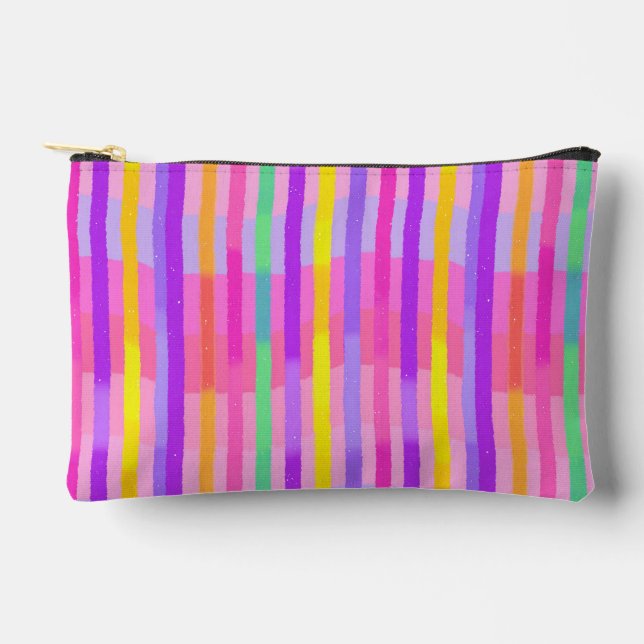 Cute Pastel Rainbow Stripes Accessory Pouch (Front)