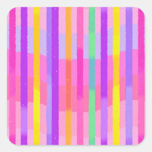 Cute Pastel Rainbow Stripes Square Sticker