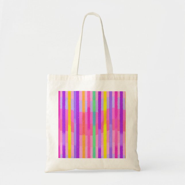 Cute Pastel Rainbow Stripes Tote Bag (Front)