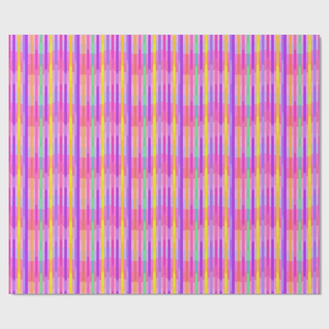 Cute Pastel Rainbow Stripes Wrapping Paper (Flat)