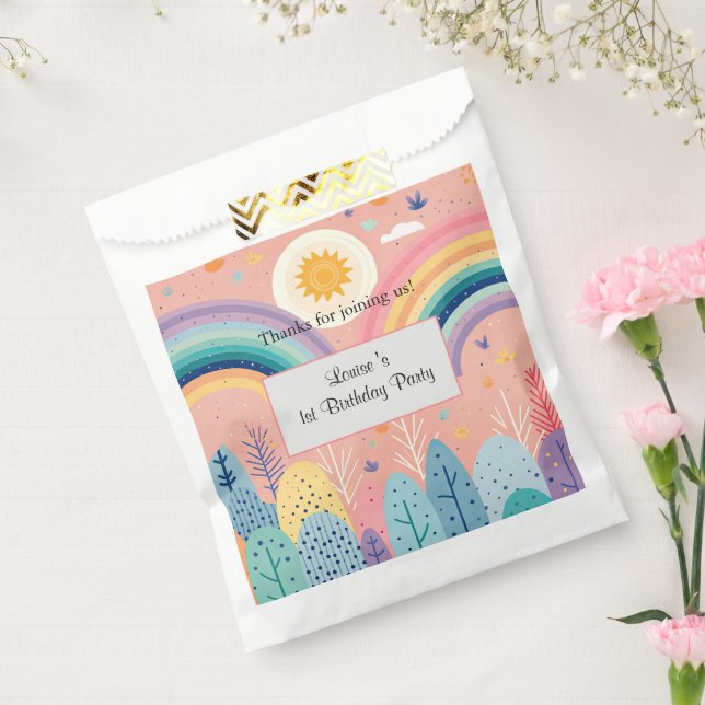 Cute Pastel  Rainbow & Sun Above Forest Favour Bag (Sealed)