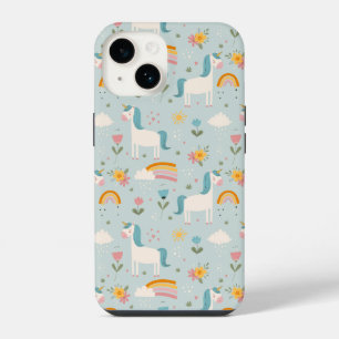 Cute pastel Rainbow Unicorn Pattern iPhone 14 Case