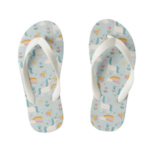 Cute pastel Rainbow Unicorn Pattern Kid's Thongs