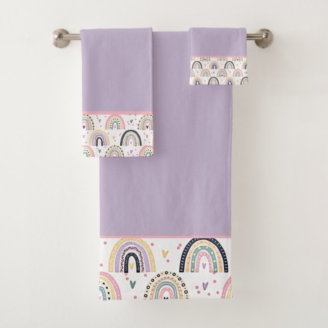 Cute pastel rainbows  bath towel set (Insitu)