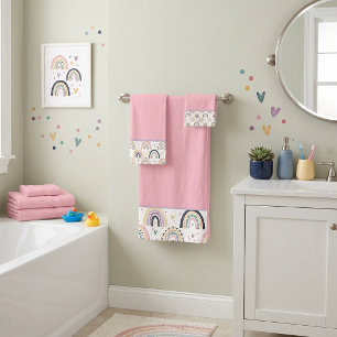 Cute pastel rainbows bath towel set