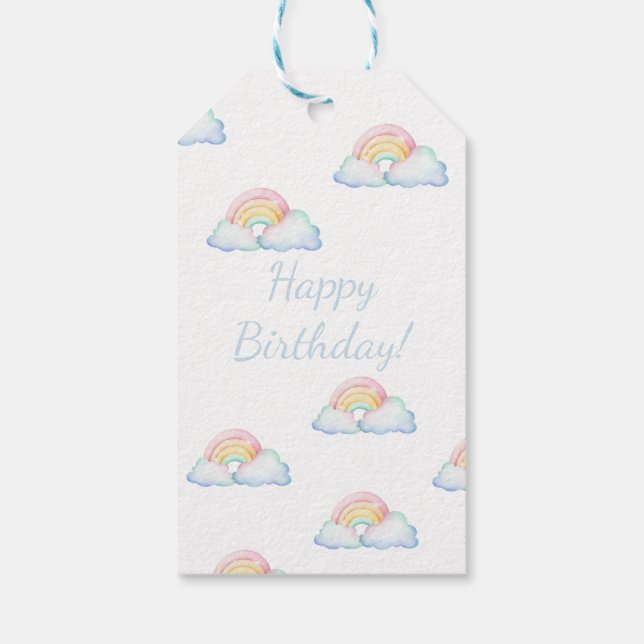 Cute Pastel Rainbows gift tag (Back)