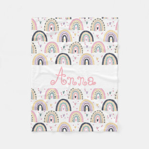 Cute pastel rainbows  personalised fleece blanket