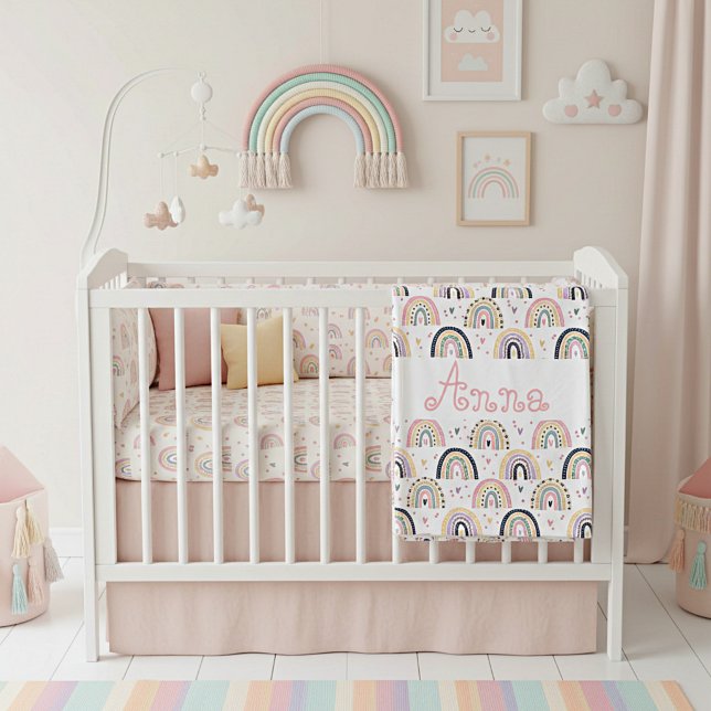 Cute pastel rainbows  personalised fleece blanket (Creator Uploaded)