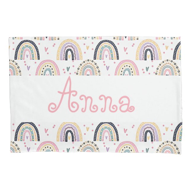 Cute pastel rainbows  personalised pillowcase (Front)
