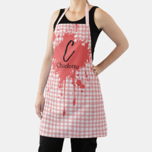 Cute Pastel Red Gingham Apron