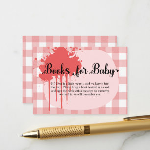 Cute Pastel Red Gingham Baby Shower Enclosure Card
