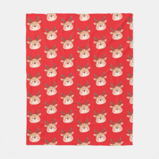 Cute Pastel Reindeer Head Fleece Blanket