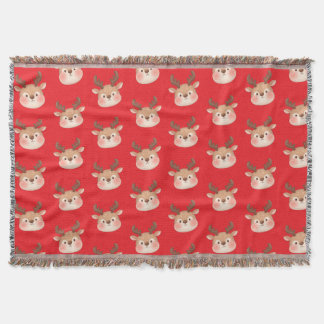 Cute Pastel Reindeer Head Throw Blanket