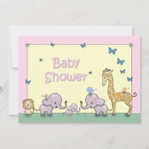 Cute Pastel Safari Animal Baby Shower Invites