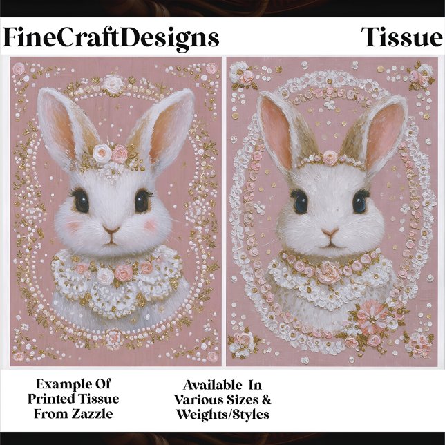 Cute Pastel Shabby Chic Bunny Pair EW8 Decoupage Tissue Paper (Creator Uploaded)