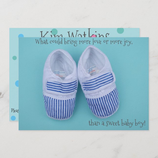 Cute pastel shoes baby boy shower invitation (Front/Back)