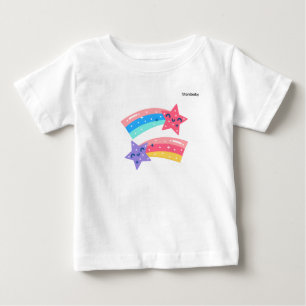Cute Pastel Shooting Stars Rainbow Illustration Baby T-Shirt