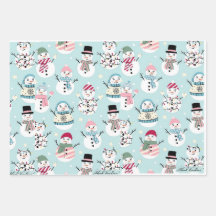 Cute Pastel Sketched Holiday Wrapping Paper Sheets