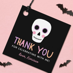 Cute Pastel Skull Halloween Birthday Name Favour Tags