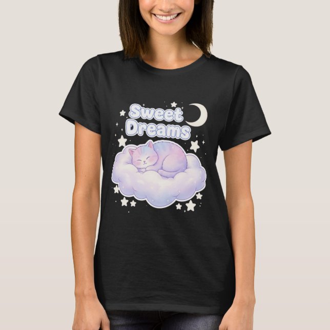Cute Pastel Sleeping Kitty Kawaii  T-Shirt (Front)