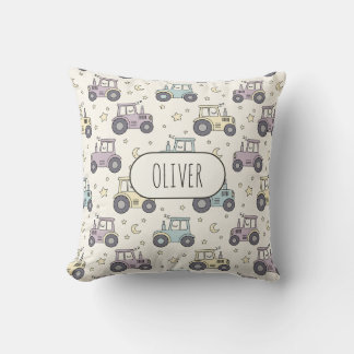 Cute Pastel Sleepy Tractor Cushion