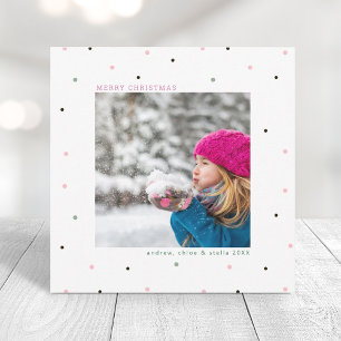 Cute Pastel Snow Photo Christmas Square Holiday Card