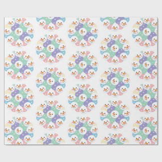 Cute Pastel Snowman Heads Seamless Wrapping Paper