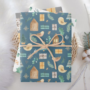 Cute Pastel Soft Scandinavian Christmas Wrapping Paper Sheet