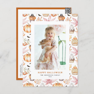 Cute Pastel Spooky Cupcakes Happy Halloween Photo Holiday Postcard