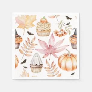 Cute Pastel Spooky Cupcakes Pattern Halloween Napkin