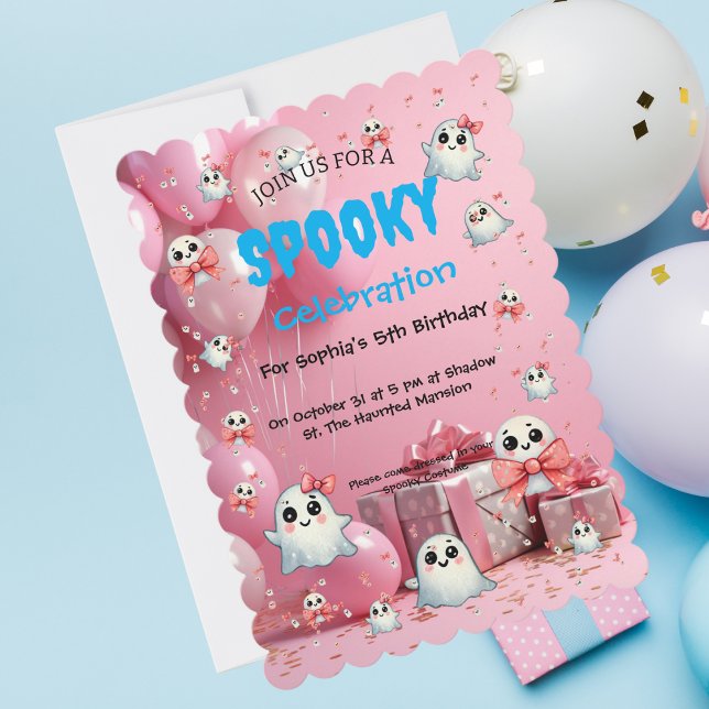 Cute Pastel Spooky Ghost Halloween Kids Birthday  Invitation (Creator Uploaded)