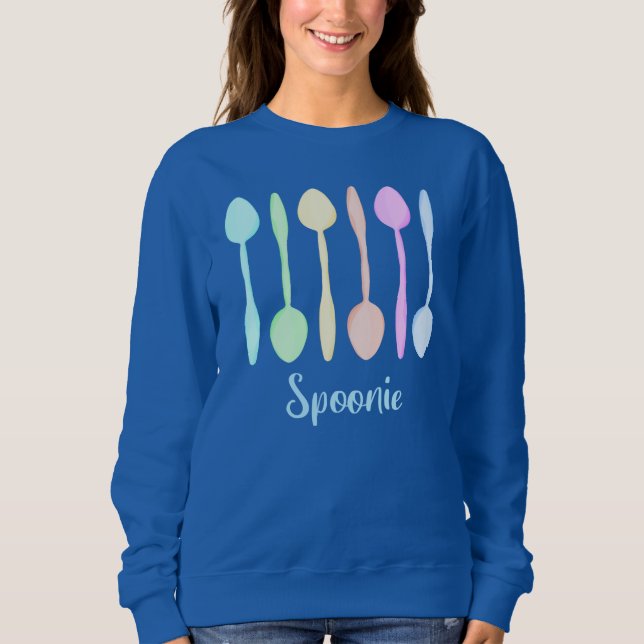 Cute Pastel Spoons "Spoonie" Sweatshirt (Front)