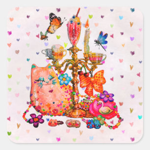 Cute Pastel Square Sticker