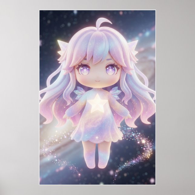 Cute Pastel Star Fairy Art Poster (Front)
