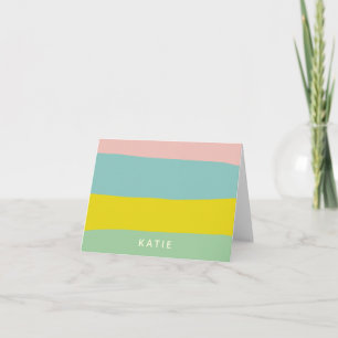 Cute Pastel Stripes Personalised Stationery Name Note Card