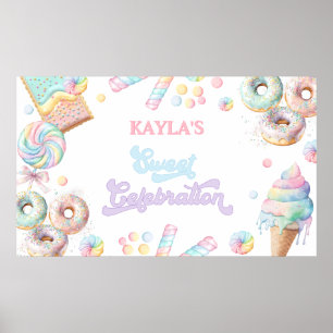 Cute Pastel Sweet Candyland Lollipop Girl Birthday Poster