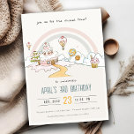 Cute Pastel Sweet Time Candy Land Kids Birthday Invitation<br><div class="desc">A Fun Cute Pastel Sweet Time Candy Land THEME BIRTHDAY Collection.- it's an Elegant Simple Minimal sketchy watercolor Illustration of pastel candy land, cupcake hot air balloons, candies and rainbow, perfect for your little ones sweet birthday party. It’s very easy to customise, with your personal details. If you need any...</div>
