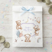 Cute Pastel Teddy Bear balloons butterfly Shower