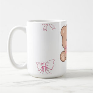 Cute Pastel Teddy Bear Pink Bow Dreamy Aesthetic Coffee Mug