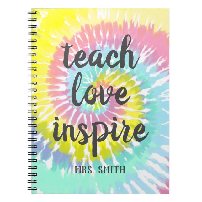 Cute Pastel Tie Dye Teacher Appreciation Notebook (Front)